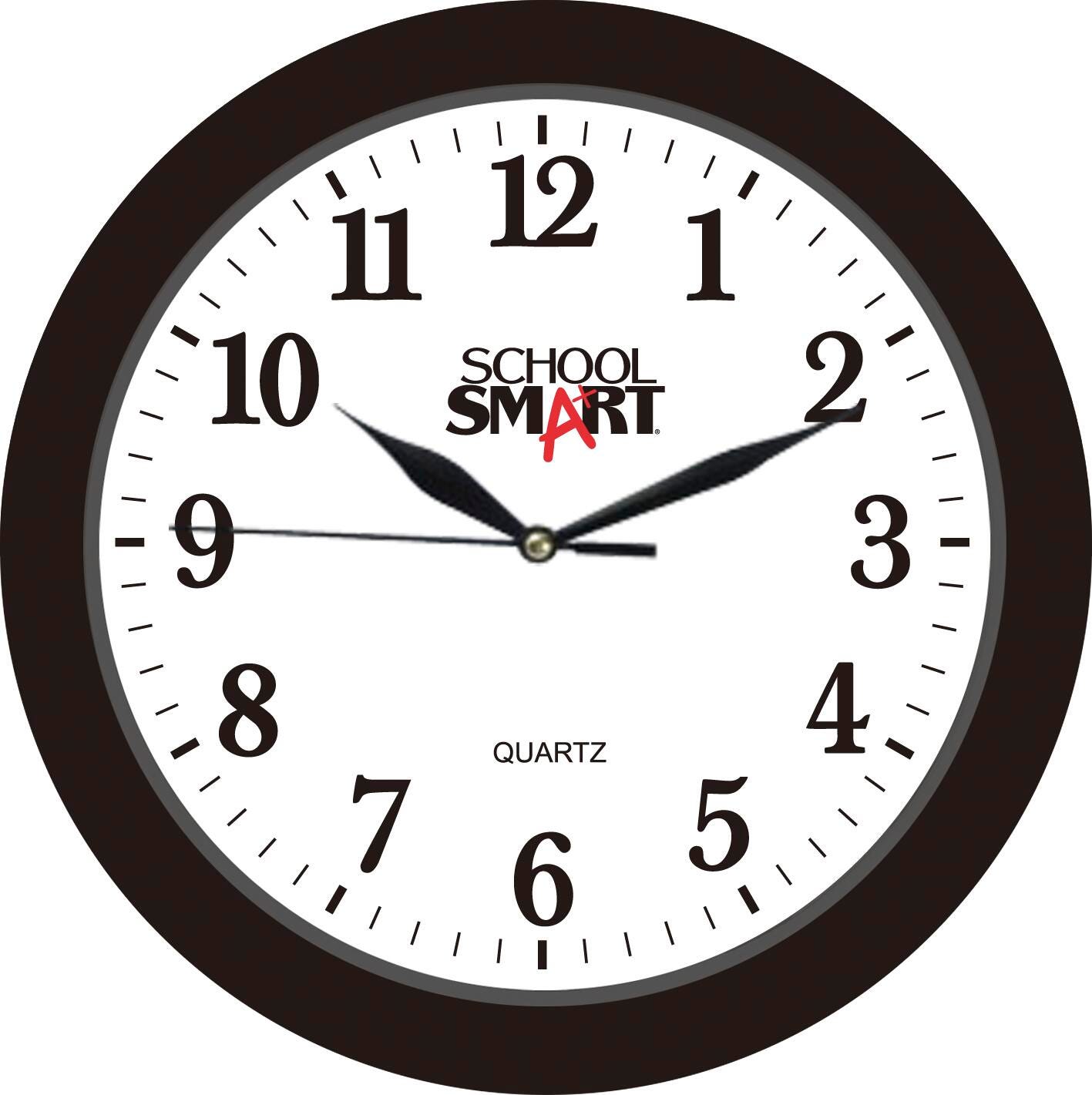 School Smart Silent Movement Wall Clock, 10 in White Dial, Black Frame 1563727